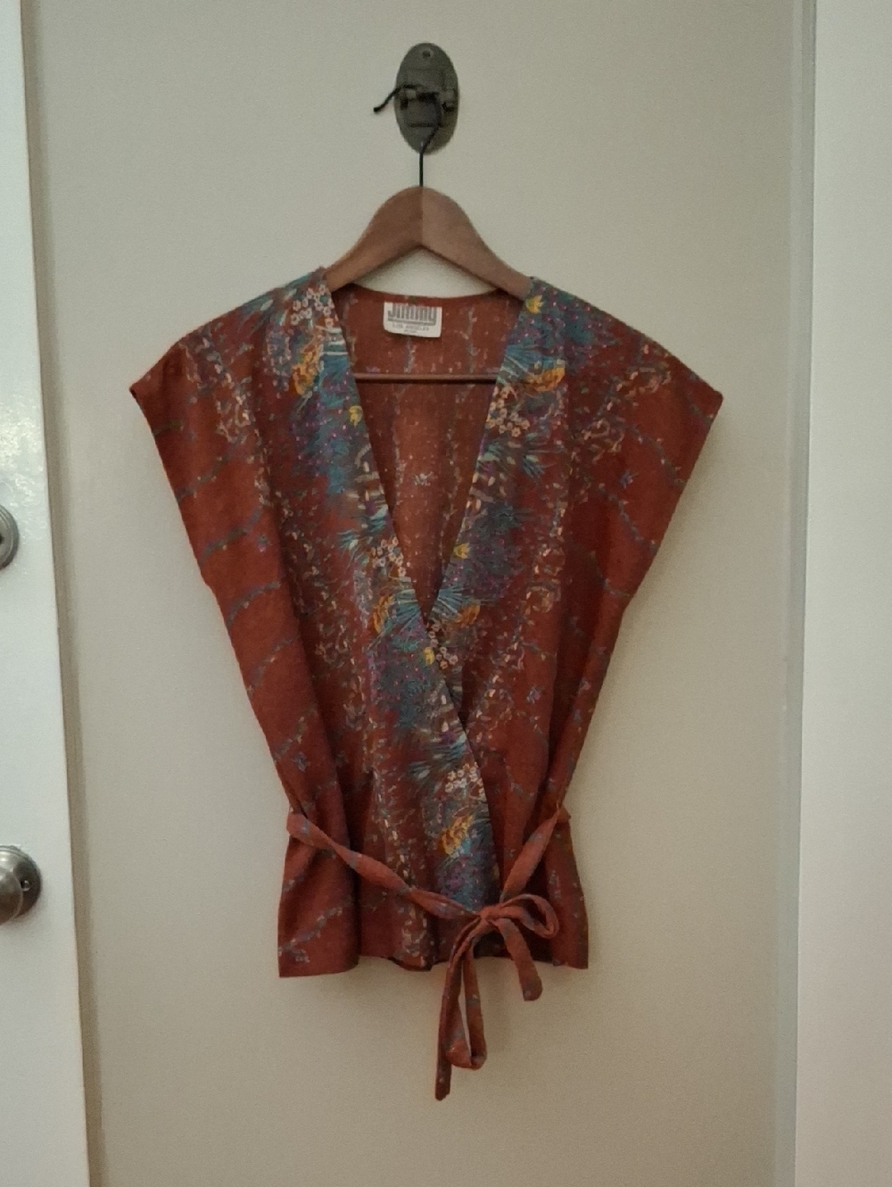 Jimmy Los Angeles Vintage-Inspired Rust Floral Wrap Top_1